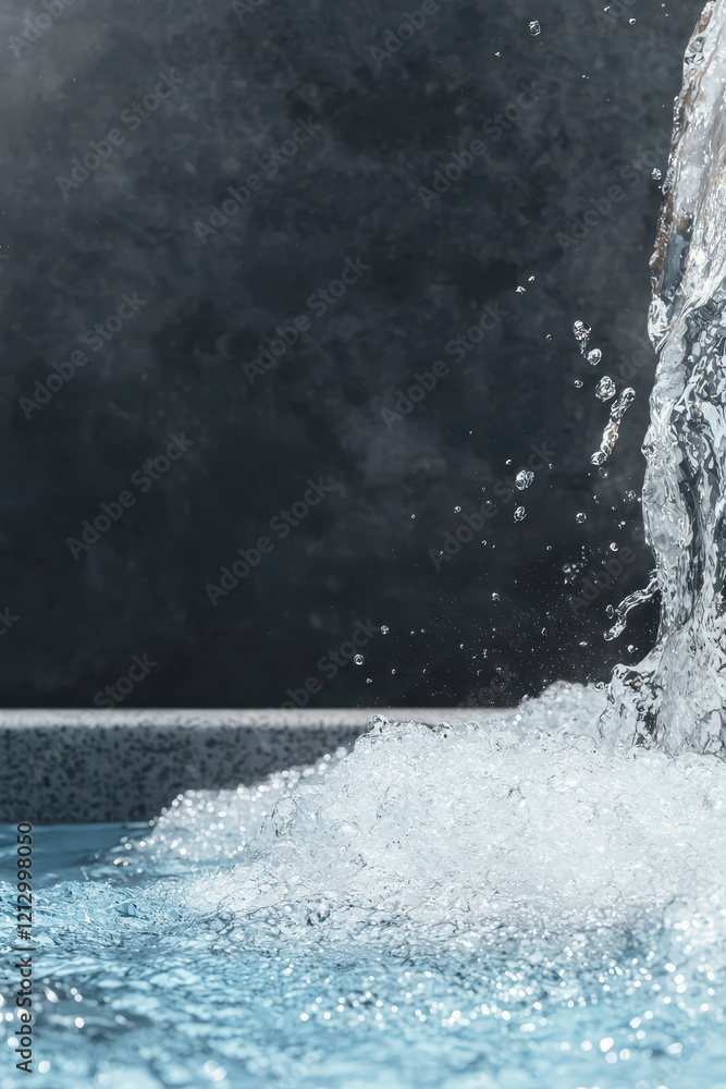 Poster invigorating pool splash capturing the essence of refreshing waters in a vibrant summer setting with
