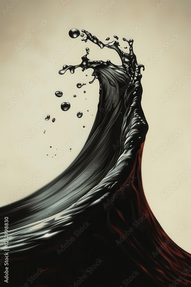 Poster dynamic oil wave splash: captivating abstract representation highlighting environmental fluidity and