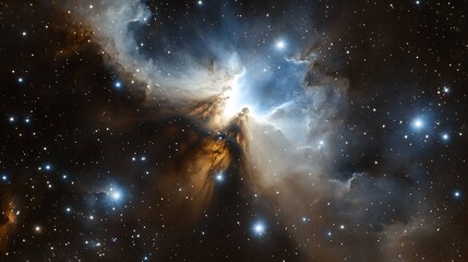 Naklejka premium Abstract cosmic scene with nebula clouds and swirling stars