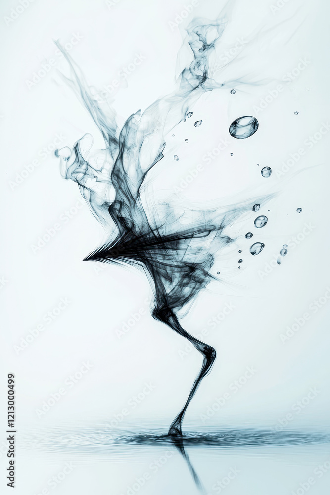 Poster enchanting dance of fluid and smoke in ethereal abstract form with graceful movement captured in del