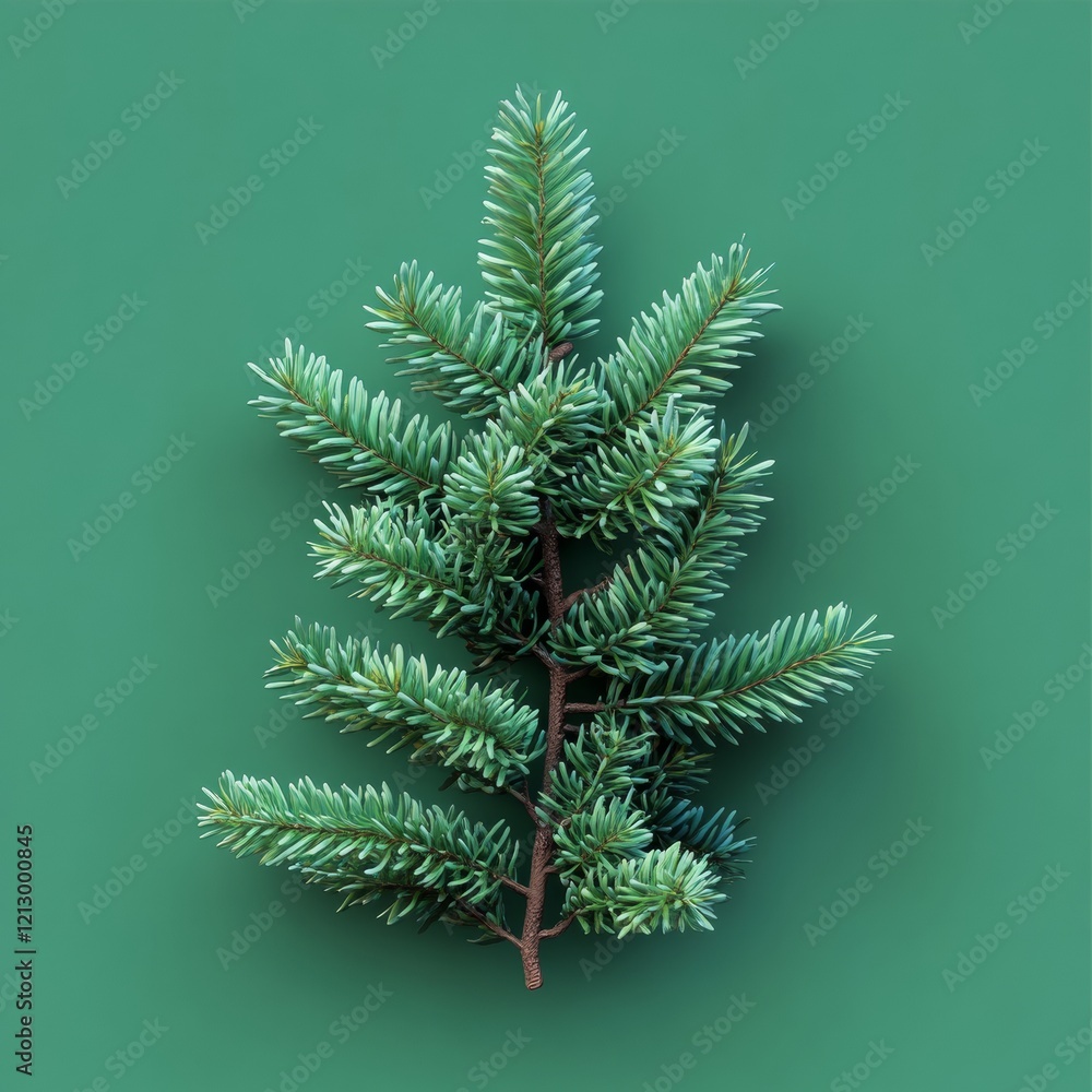 Poster digital 3d rendering of an evergreen bough on a solid background