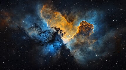 Fototapeta premium Nebula clouds transforming into a vivid cosmic dust background