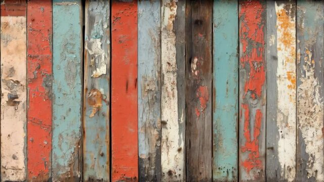 Colorful weathered wood panels show time's artistic touch