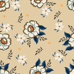 Seamless pattern with flowers and plants