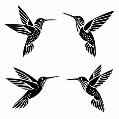 Obraz premium Hummingbird simple illustration silhouette set