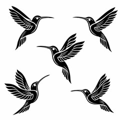 Fototapeta premium Hummingbird simple illustration silhouette set