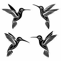 Fototapeta premium Hummingbird simple illustration silhouette set