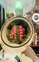 a device in a beauty salon that curls hair