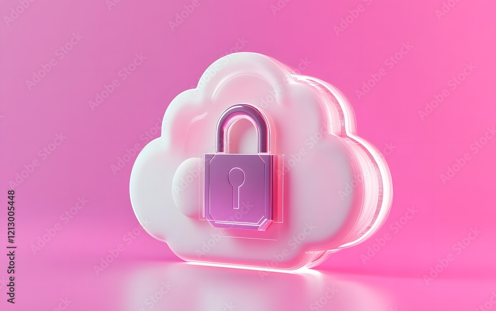 Poster a stylized cloud with a padlock symbolizes the concept of cloud security and data protection in the 
