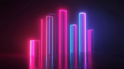 Neon-toned digital bar graph showing financial improvement