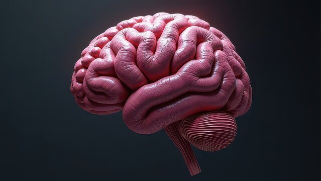 Human Brain on a Dark Background
