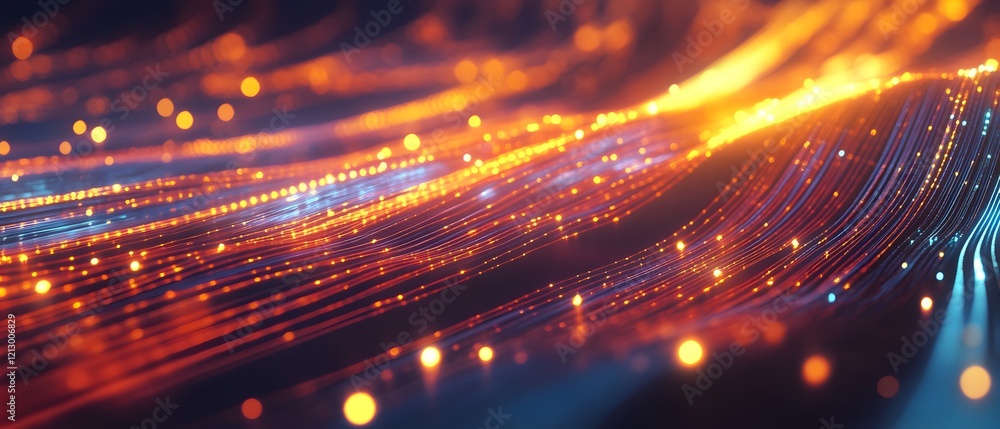 Poster abstract digital background featuring luminous lines and glowing particles. perfect for tech-related