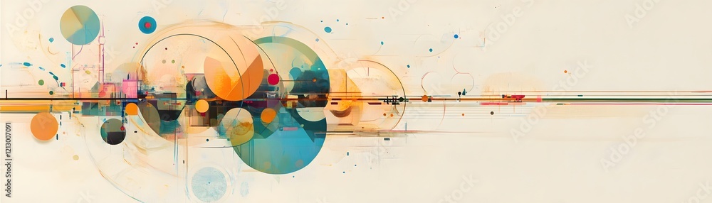 Poster an abstract design featuring colorful circles and fluid shapes