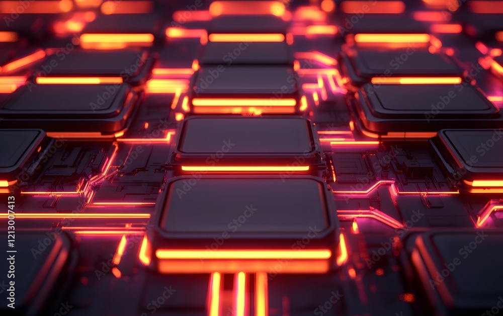Poster an intricate view of a circuit board featuring glowing elements, showcasing the fusion of technology