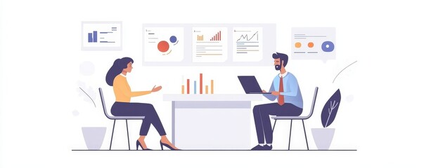 Business People Talking Discussing with coworker planning analyzing financial document data charts and graphs in Meeting and successful teamwork Concept., Generative AI