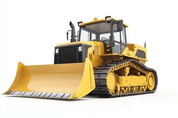 Yellow Bulldozer isolated on white background. Bulldozer icon. Construction Vehicle. Yellow Construction Bulldozer. Heavy yellow bulldozer on a white. Bulldozer tractor isolated on white