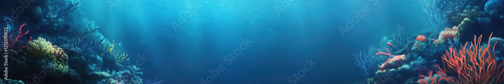 Poster abstract background with underwater theme, web site header or footer template