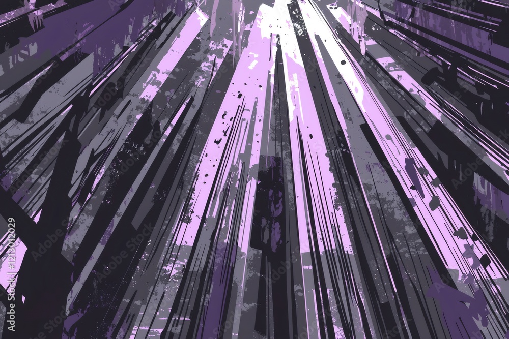 Poster dynamic lines converging toward luminous focal point, generating powerful sense of acceleration and 