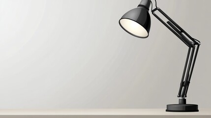 Desk lamp illuminates minimalist workspace