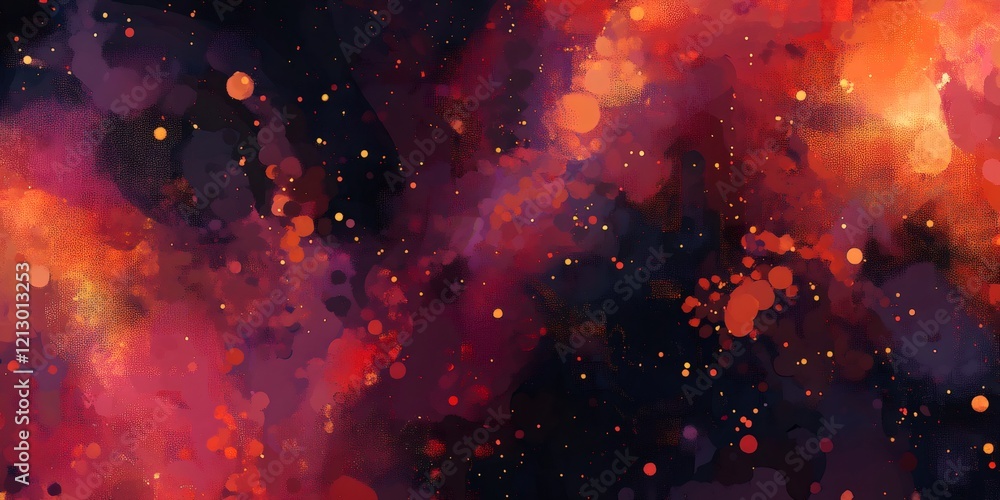 Poster nebula expanding in the universe with many stars and orange and red colors creating a cosmic backgro