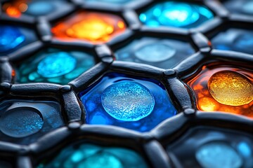 Abstract Colorful Hexagonal Cellular Structure