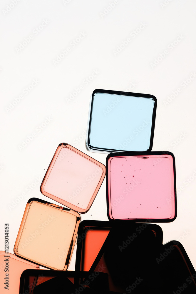 Poster vivid abstract composition of geometric squares featuring colorful minimalist design elements with m
