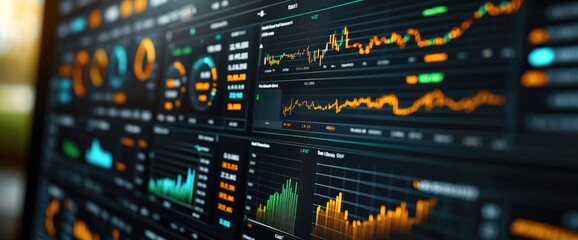Obraz premium Analyzing Market Trends: Chart Patterns, Indicators, and Strategies for Successful Investing and Trading. Understanding Financial Data Visualization for Informed Decisions.