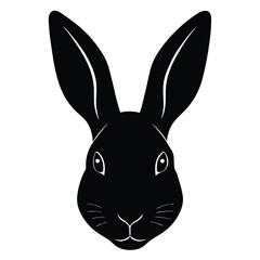 Rabbit Head Silhouette Vector Art and Black Rabbit Head Design Illustration