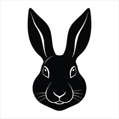 Rabbit Head Silhouette Vector Art and Black Rabbit Head Design Illustration
