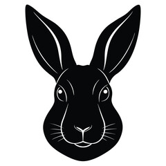 Rabbit Head Silhouette Vector Art and Black Rabbit Head Design Illustration