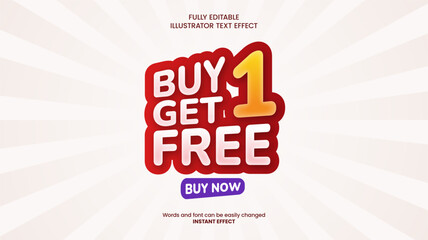  Editable 3D "Buy 1 Get 1 Free" Text Effect for Illustrator