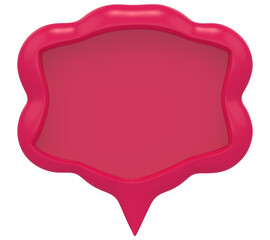 3d cloud Shape chat social media notification red empty Cloud Shaped icon isolated white background 3D rendering