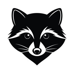 Raccoon Head Silhouette Vector Art and Black Raccoon Head Illustration Design