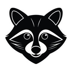 Raccoon Head Silhouette Vector Art and Black Raccoon Head Illustration Design