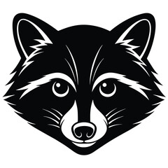 Raccoon Head Silhouette Vector Art and Black Raccoon Head Illustration Design