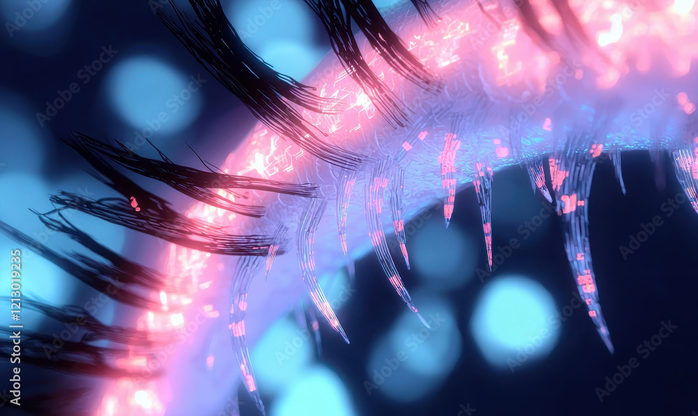 Poster illuminating the microscopic world: a captivating exploration of bioluminescent abstract forms in vi