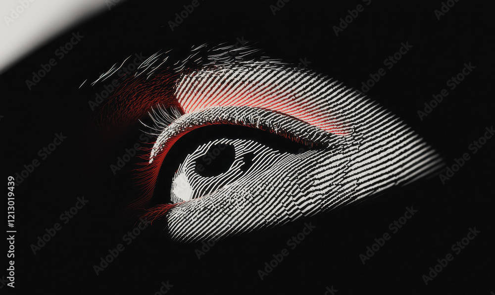Poster intricate abstract visionary artwork highlighting eye dynamics with bold contrasts and textural dept