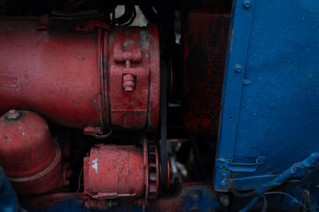 engine in the tractor. High quality photo