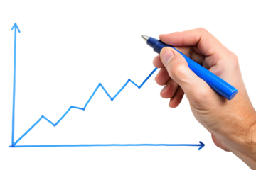 hand drawing graph isolated on white background. Transparent PNG