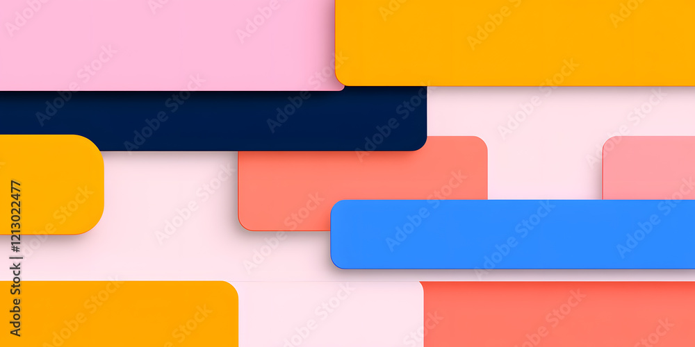 Poster abstract geometric shapes in vibrant colors. a playful composition of overlapping rectangles in shad