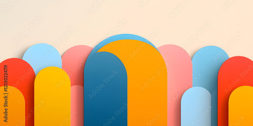 Poster abstract colorful shapes forming a wave-like pattern against a light background. perfect for modern 
