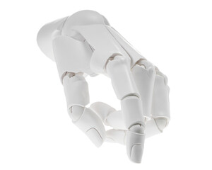 Artificial intelligence. Robot hand pointing at something on white background