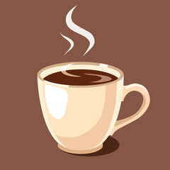 coffee cup in brown background vector image