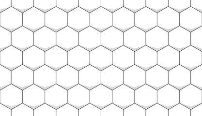 Vector seamless geometric honeycomb hexagonal wall pattern, abstract elegant white background with black stroke, outline tiles