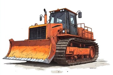 Yellow Bulldozer isolated on white background. Bulldozer icon. Construction Vehicle. Yellow Construction Bulldozer. Heavy yellow bulldozer on a white. Bulldozer tractor isolated on white