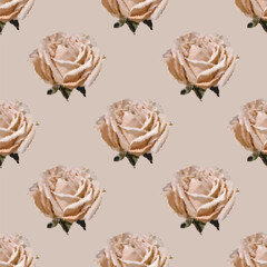 Seamless vector artistic peachy roses pattern