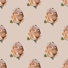 Seamless vector artistic peachy roses pattern