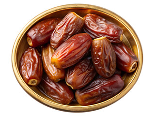 dates on a plate isolated on white background. Transparent PNG