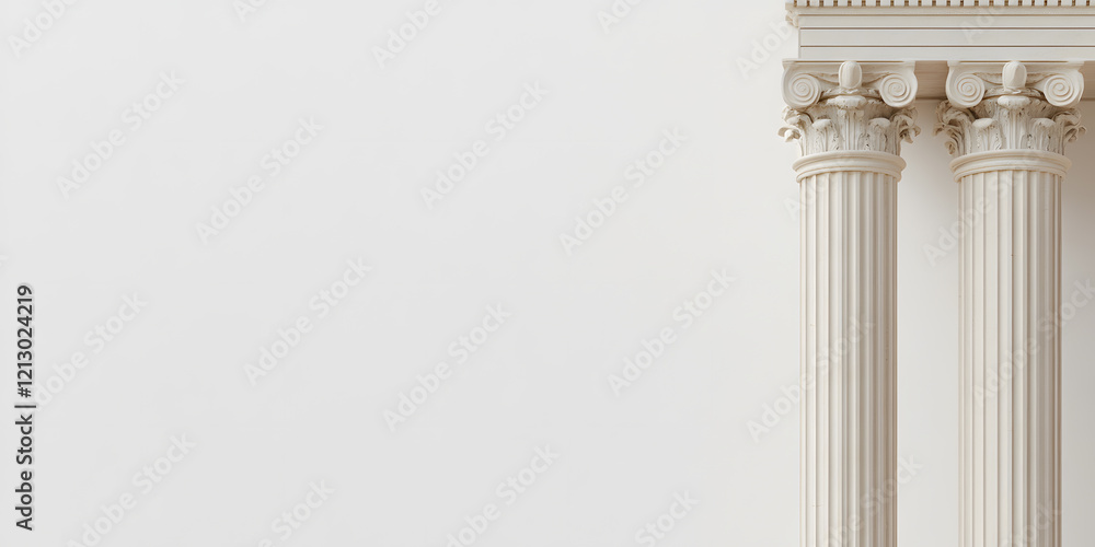 Poster pair of classic columns against a white wall. ideal for architectural or design projects needing a c
