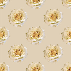 Seamless vector artistic white roses pattern